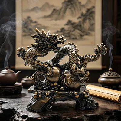 Zdjęcie produktu dla Figurka smoka w stylu Feng Shui, 20 cm, dekoracja do biura domowego