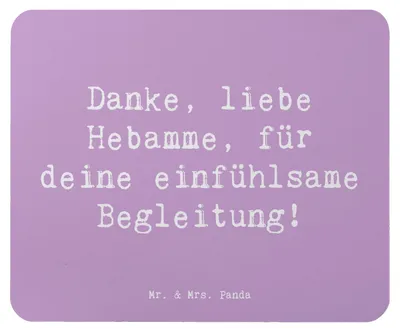 Produktbild von Mr. & Mrs. Panda Mauspad Spruch Liebe Hebamme - Lavendeltraum - Geschenk, Danke, sagen, Freundschaft, Trost, pc mousepad, fachliche Unterstützung, Dankbarkeit, laptop