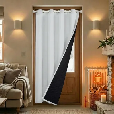 Immagine prodotto di 132x203cm Bianco oscurante termico porta occhielli tenda impermeabile antivento inverno resistente al freddo calore isolato tenda porta