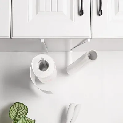 Produktbild von Küchenrollenhalter - Toilettenrollenhalter - Badregal - Küchenpapierrollenhalter ohne Bohren - 2 Stück Küchenrollenhalter ohne Bohren - Schrank