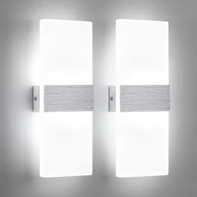 Produktbild von 2 Stück LED Wandleuchte innen 12W Wandlampe Modern Acryl Wandbeleuchtung fuer Wohnzimmer Schlafzimmer Treppenhaus Flur, Kaltweiss