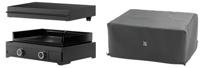 Produktbild von WMF Plancha Set 60G mit Plancha Grill Gas / Planchadeckel / Abdeckhaube, 6300 W, Gerätemaße 65.5 x 24.5 x 63 cm, Gusseisen / Stahl / Aluminium / Edelstahl, schwarz