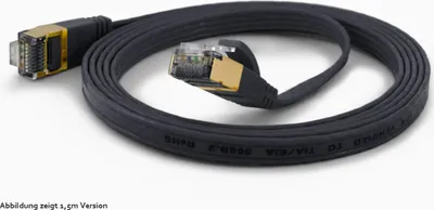 Produktbild von Wantec Flaches CAT6A FTP Patchkabel, 0,25 m, Cat6a, F/UTP (FTP), RJ-45, RJ-45, Schwarz