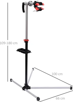 Produktbild von Mobiler Fahrrad Montageständer - Reparaturständer - Höhenverstellbar 109–180 cm - 360° drehbar - Werkzeugablage - Bis 30 kg belastbar - Schwarz