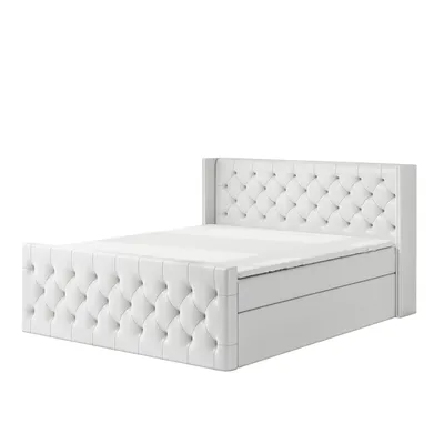 Produktbild von Boxspringbett GRO 180x200 mit 2 Bettkästen, Bonell-Matratze und Topper. Farbe: Weiß