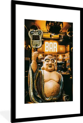 Produktbild von MuchoWow® MuchoWow® Gerahmtes Poster Buddha - Bar - Gesicht 60x90 cm - Poster mit zchwarzem Bilderrahmen - Dekoration - Wandposter Wohnzimmer - Hochwertig