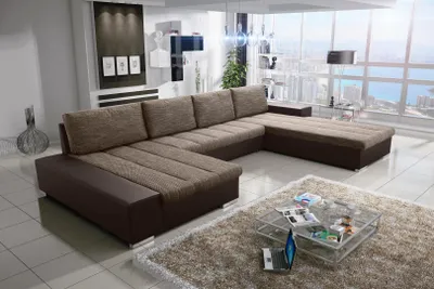 Zdjęcie produktu dla Sofa rozkładana VERONA U Zestaw wypoczynkowy U z funkcją spania i pojemnikiem na pościel