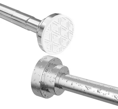 Produktbild von Famanu Duschvorhangstange 60-130 cm Silber, Edelstahl 304, ausziehbar und rutschfest ohne Bohren
