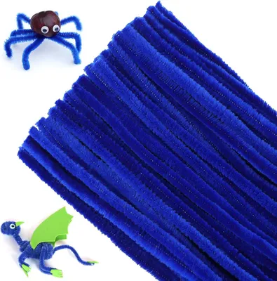 Produktbild von Blau Pfeifenreiniger 6mm, 100 Stš¹ck Pfeifenputzer zum Basteln, Pfeifenputzer fš¹r Blumen Pfeifenreiniger, 30cm Chenilledraht fš¹r Kinder zum Basteln und Dekorieren