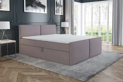 Produktbild von Boxspringbett Noxi 160x200 mit 2 Bettkästen, Bonell-Matratze und Topper. Möbel vom Hersteller- Handarbeit! Bett Komplett-Set mit Matratze, Bettkasten & Kopfteil. Modern und robust.