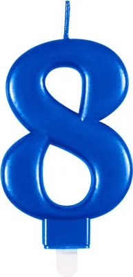 A blue number 8 birthday candle.