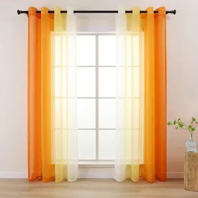 Produktbild von Unyqoos® Transparente Voile-Gardinen mit Farbverlauf – 100% Polyester, 8 Metallösen, lichtdurchlässig mit Sichtschutz, 140 x 145 cm
