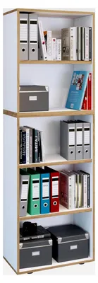 Produktbild von Stehendes Holzregal | platzsparender Aktenschrank | Maße ca. B. 60 x H. 183 x T. 33 cm | Elegantes Regal | Büroregal – Salia 5fach B. 60 cm
