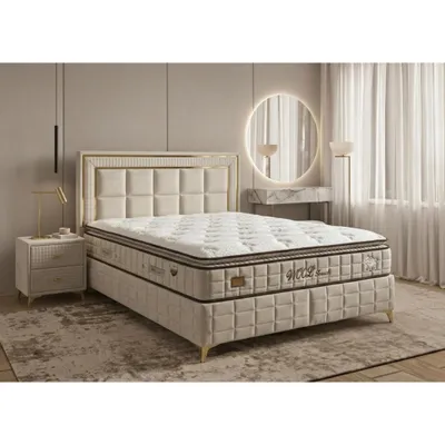 Produktbild von gowoll Boxspringbett 140 x 200 Wooltouch Stauraumbett 140 x 200, Doppelbett 140 x 200 inkl. Matratze mit Topper