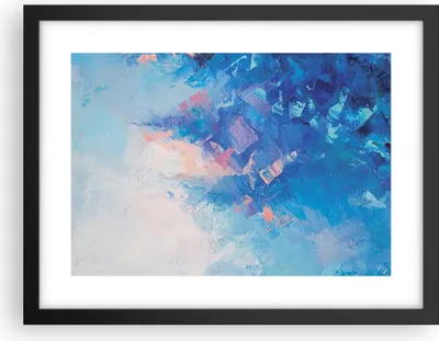 Produktbild von Gerahmtes Poster - Schwarzer Rahmen - Abstraktion blau gemalt - 40x30 cm - Wand Bild - Wanddeko - Wandbilder - Kunstposter - Wandposter - Bilderrahmen - Bilder - Kunstdruck - P2BAA40x30-4570