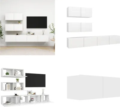 Produktbild von vidaXL 4 tlg. TV Schrank Set Weiß Holzwerkstoff - TV-Schrank-Set - TV-Schrank-Sets - Hängendes TV-Schrank-Set - Hängende TV-Schrank-Sets