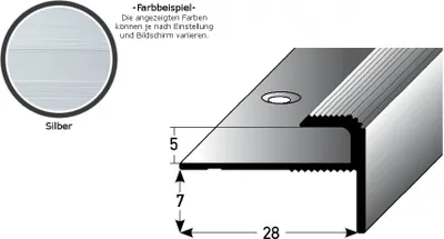 Produktbild von Einschubprofil "Stannington" mit Nase für Designbeläge, Einfasshöhe 5 mm, Aluminium eloxiert, gebohrt-silber-900