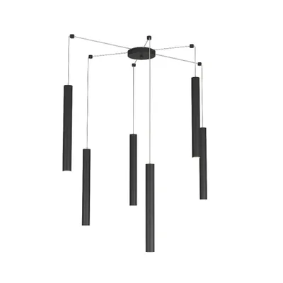 Produktbild von Moderne Aufhängung Rundrohr Metall Schwarz 6 Lichter Gu10