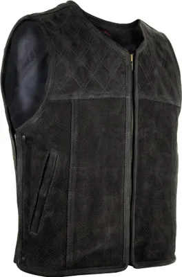 Produktbild von Herren Club Lederweste Kutte aus Nubuk Leder Perforiertes Leder Diamond Stepp(XL)