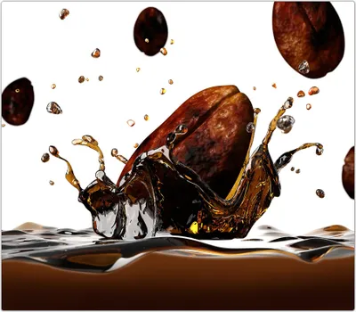 Produktbild von Spritzschutz Herdabdeckplatte Schneidebrett aus Glas Kaffeebohne fallend 1-Teilig (60x52cm)