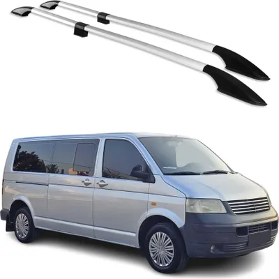 Image de Barres de toit longitudinales pour VW T5 Multivan 2003-2015 L2 Long Alu Gris