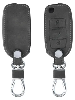 Produktbild von kwmobile Schlüsselhülle für VW Skoda Seat 3-Tasten Autoschlüssel Hülle - Autoschlüssel Schlüssel Hülle - Schlüsselcover aus Kunstleder in Dunkelgrau