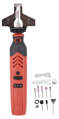 Produktbild von DC3,6 V Akku-Sägeschärfer-Set, Hand-Kettensägen-Schärfgerät, rotes Kettenschärf-Werkzeug-Set