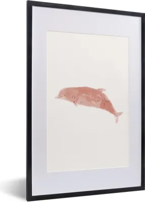 Produktbild von MuchoWow® MuchoWow® Gerahmtes Poster Delfin - Aquarell - Pastell 40x60 cm - Poster mit zchwarzem Bilderrahmen - Poster in Rahmen