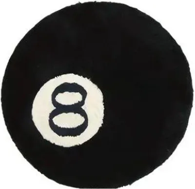 Obrázek produktu pro Uniqoos® Koberec 8-Ball – 60 cm, bílá/černá, 100% flanel s protiskluzovou latexovou spodní vrstvou, stylový design pro ložnice a obývací pokoje