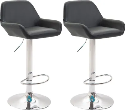 Produktbild von CLP 2er Set Barhocker Braga Kunstleder drehbar und höhenverstellbar schwarz Gestell Farbe chrom