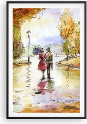 Produktbild von Gerahmtes Poster - Schwarzer Rahmen - Wetter regen herbst park - 61x91,5 cm - Wand Bild - Wanddeko - Wandbilder - Wandposter - Bilderrahmen - Bilder - Kunstdruck - Wandbild - P2BPA61x91-2914