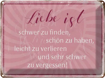 Produktbild von vianmo Blechschild 30x40 cm liebe ist schwer zu finden Spruch Zitat