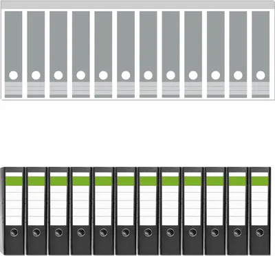 Produktbild von Wallario 12 Stück breite Ordner inkl. Klebeetiketten mit Motive Grau -  Set mit Rückenschildern / Ordnerrücken Stickern