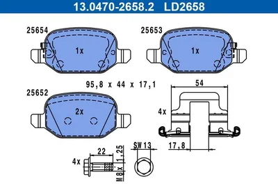 Produktbild von ATE Bremsbeläge Satz Hinten für FIAT 500L (351, 352) 13.0470-2658.2