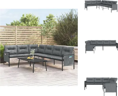 Produktbild von vidaXL Garten-Ecksofa Anthrazit Stahl und Textilene - Gartenmöbel-Sets