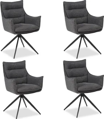 Produktbild von Homestyle4u Esszimmerstühle 4er Set Polsterstuhl Armlehnenstuhl Metall Drehbar Grau Anthrazit Stoff Küche