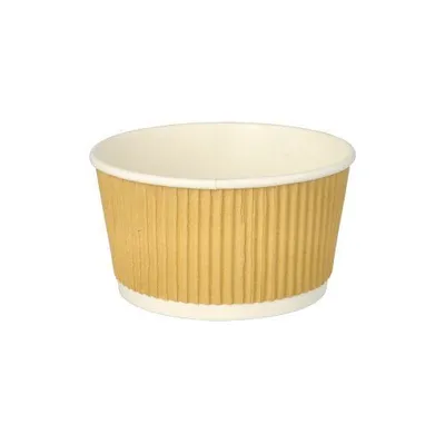 Produktbild von Suppenbecher, Pappe rund 380 ml Ø 11 cm · 5,8 cm braun/weiss Ripple Wall
