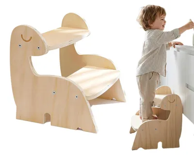 Image de Ridstool pour enfants - Tabouret de lecture en bois avec deux marches, pour les enfants de 3 à 6 ans