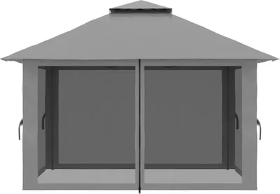 Produktbild von Outsunny Faltpavillon 4 x 4 m, Gartenpavillon mit 4 Netzwänden, UV-Schutz Grau