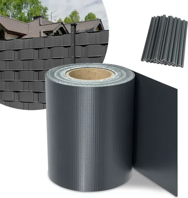 Produktbild von Clanmacy Sichtschutzstreifen PVC Sichtschutzstreifen Windschutzstreifen Doppelstabmatten 35m Grau