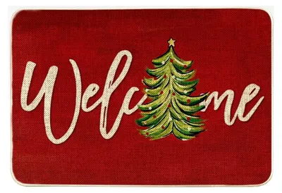 Produktbild von Fußmatte mit Kiefern und Sternen für Weihnachten, saisonale Willkommensdekoration, Küchen-Teppich für Innen- und Außenbereich, 40x60 cm