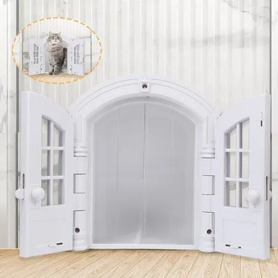 Produktbild von Famanu Katzenklappe mit Transparentem Vorhang für Innentüren und Fenster - Einfach zu Installieren