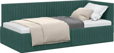 Image de vidaXL Cadre de lit d'angle avec tête de lit vert foncé 90 cm x 190 cm velours