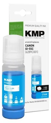 Zdjęcie produktu dla KMP 1587,5003, Zamiennik, Cyjan, Canon, GI55C (6289C001), 5250 stron(y), 70 ml