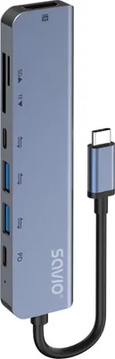 Obrázok produktu pre Rozbočovač rozhrania Savio AK-82 USB Type-C 5000 Mbit/s čierny