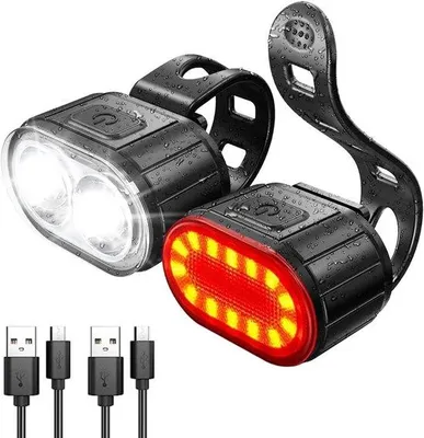 Productafbeelding van USB Oplaadbare Fietslamp Set met Voor- en Achterlicht