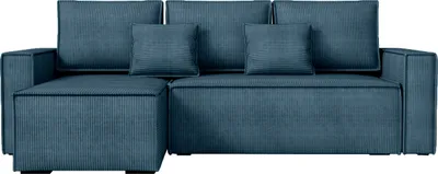 Produktbild von BroMARKT Ecksofa mit Schlaffunktion Dexter Blau Cord Links