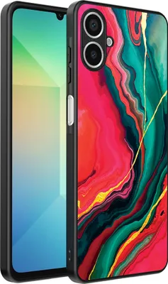 Produktbild von Smartphonica Telefon Fall geeignet für Samsung Galaxy A06 mit roten grünen Marmor Print - TPU Backcover Fall rot grün Marmor Design