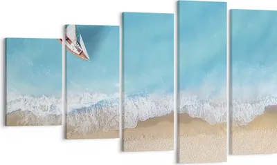 Produktbild von Bild auf Leinwand - Leinwandbild - 5 Teile - Yacht Sommer Meer - 100x60cm - Wand Bild - Wanddeko - Wandbilder - Leinwanddruck - Bilder - Wanddekoration - Leinwand bilder - Wandbild - EG100x60-4140