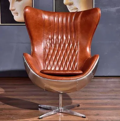 Produktbild von Sessel Designersessel Metall Ledersitz Komfortsessel Relaxsessel Polstersessel